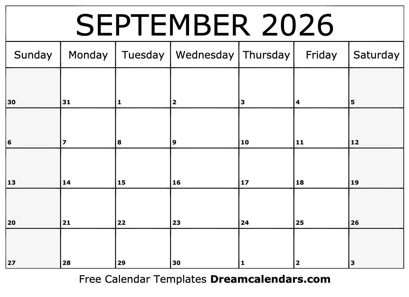 September 2026 Calendar Free Printable With Holidays And Observances