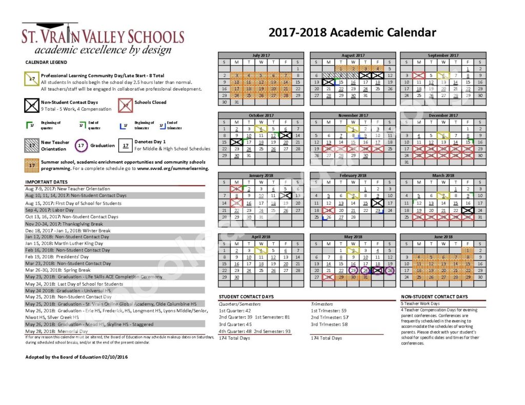 St Vrain Valley School District 2025 26 Calendar Audie Margarethe