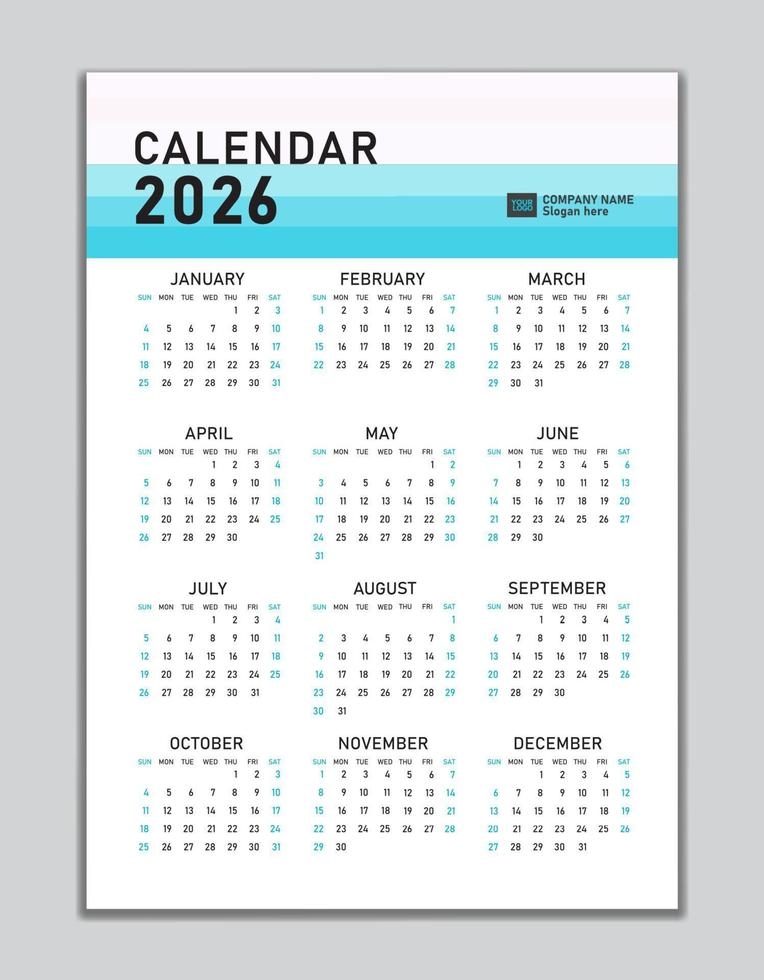 Wall Calendar 2026 Template Desk Calendar 2026 Design Week Start 