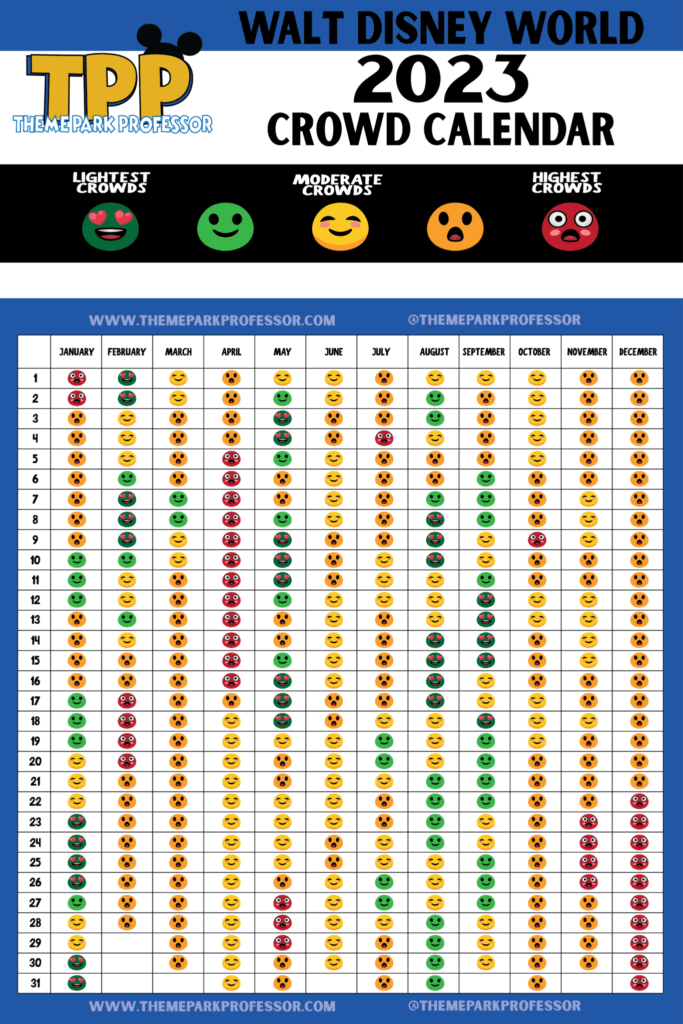 Walt Disney World Crowd Calendar Theme Park Professor Disney Crowds 