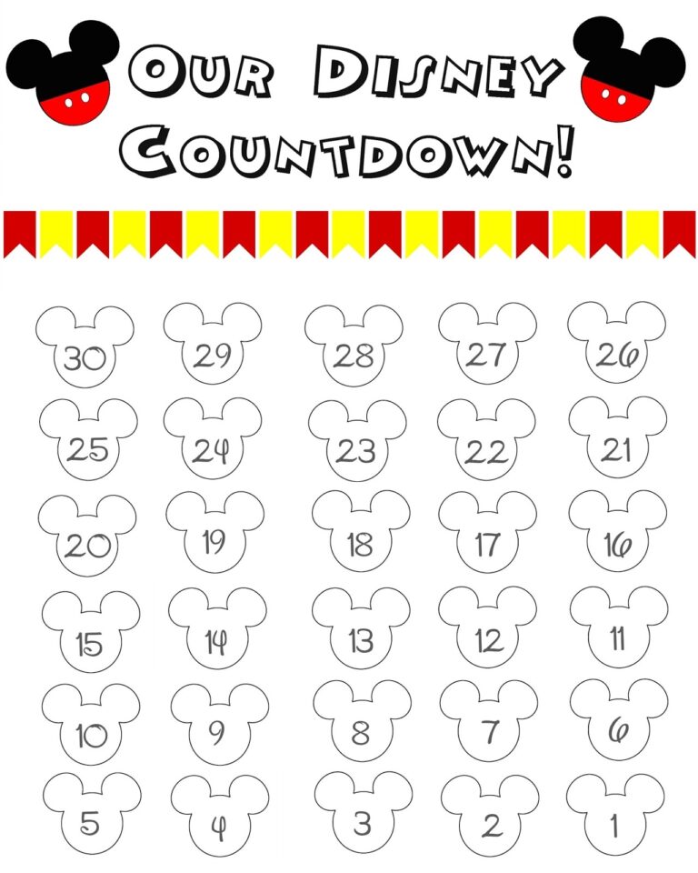10 Fun Printable Disney Countdown Calendars Kitty Baby Love