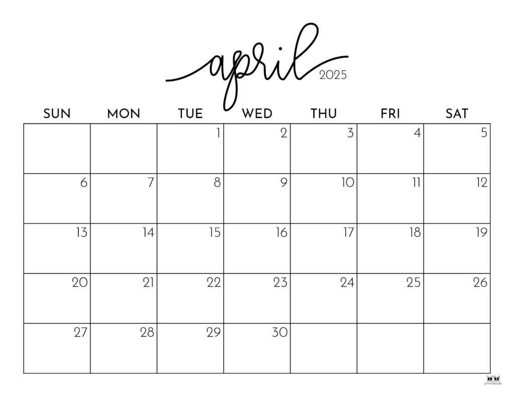 13 Month Calendar 2025 Starting In April Printable Printable Calendar