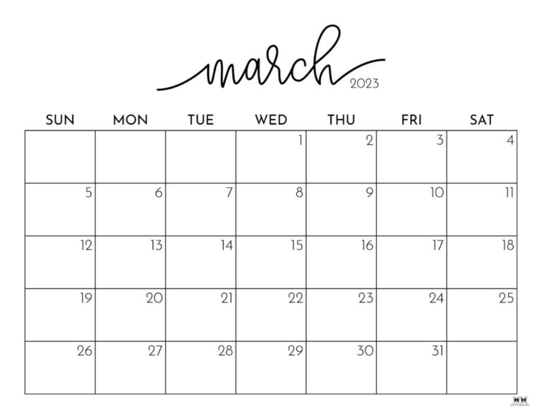 2023 March Printable Calendar