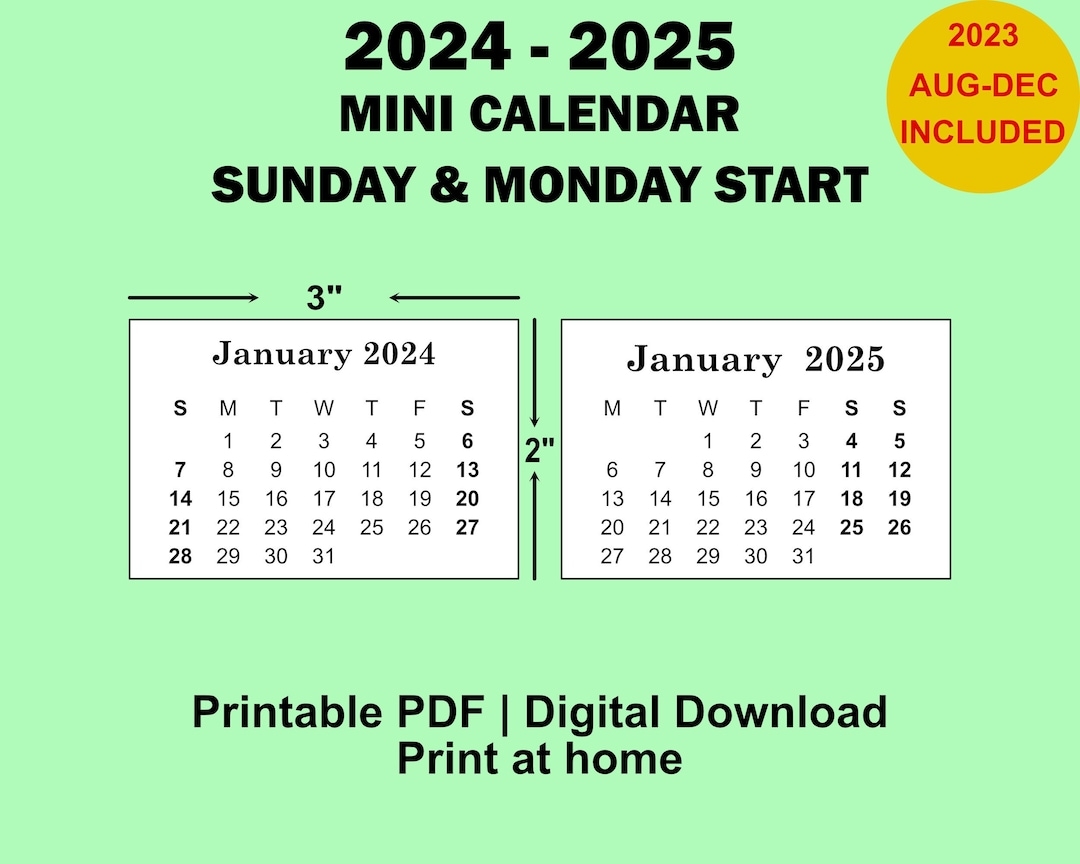 2024 2025 Mini Calendar Printable PDF 2x3 Inches Small Calendar Desk 2024 2025 Mini Calendar Printable PDF 2x3 Inches Small Calendar Desk