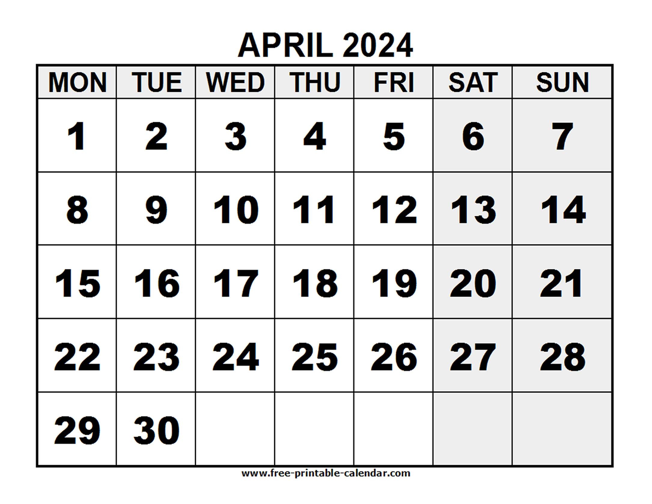 2024 April Free printable calendar 2024 April Free printable calendar