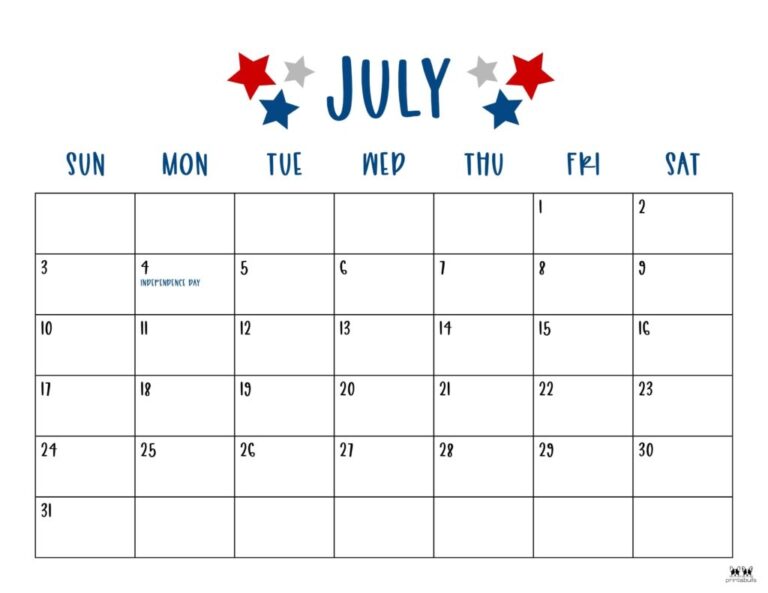 2025 July Calendar Free Printable Monthly Printable Calendar Amy F Lilly