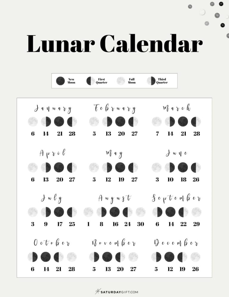 2025 Lunar Calendar Printable Free Templateswise Paloma Grace