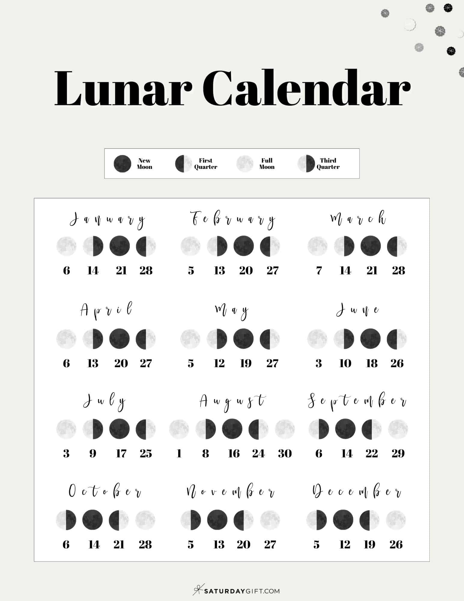 2025 Lunar Calendar Printable Free Templateswise Paloma Grace