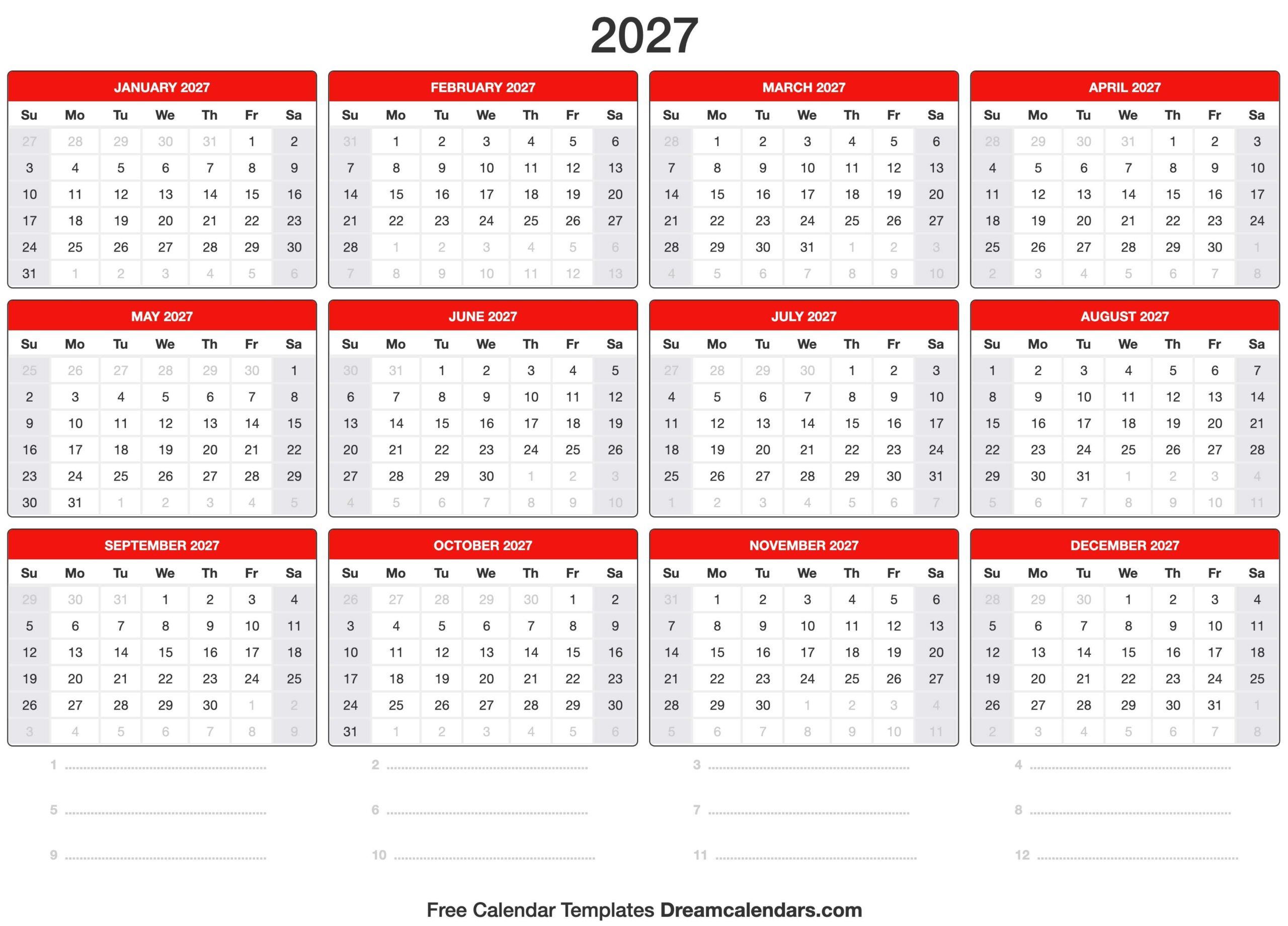 2027 Calendar 2027 Calendar