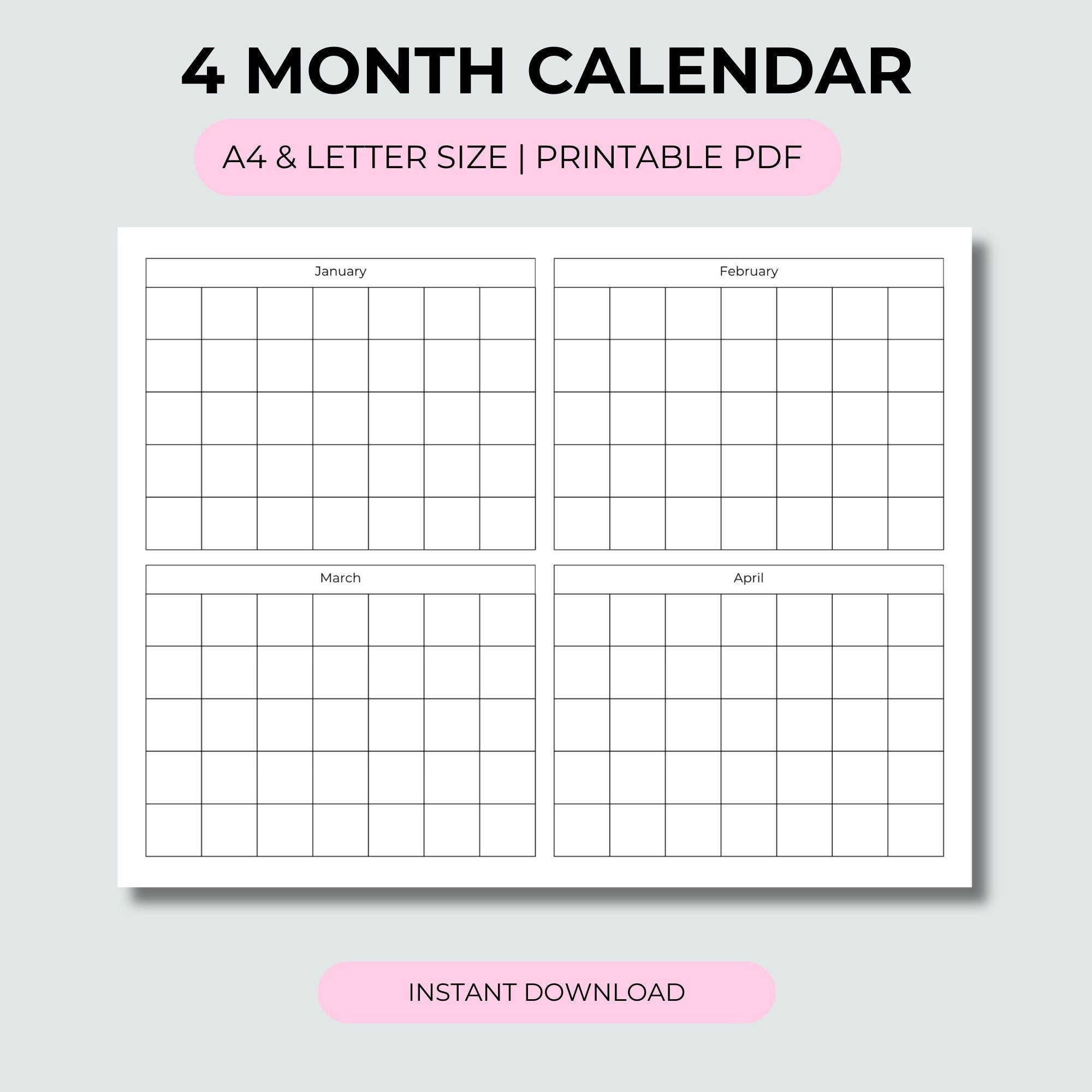 4 Month Printable Calendar 4 Month Printable Calendar