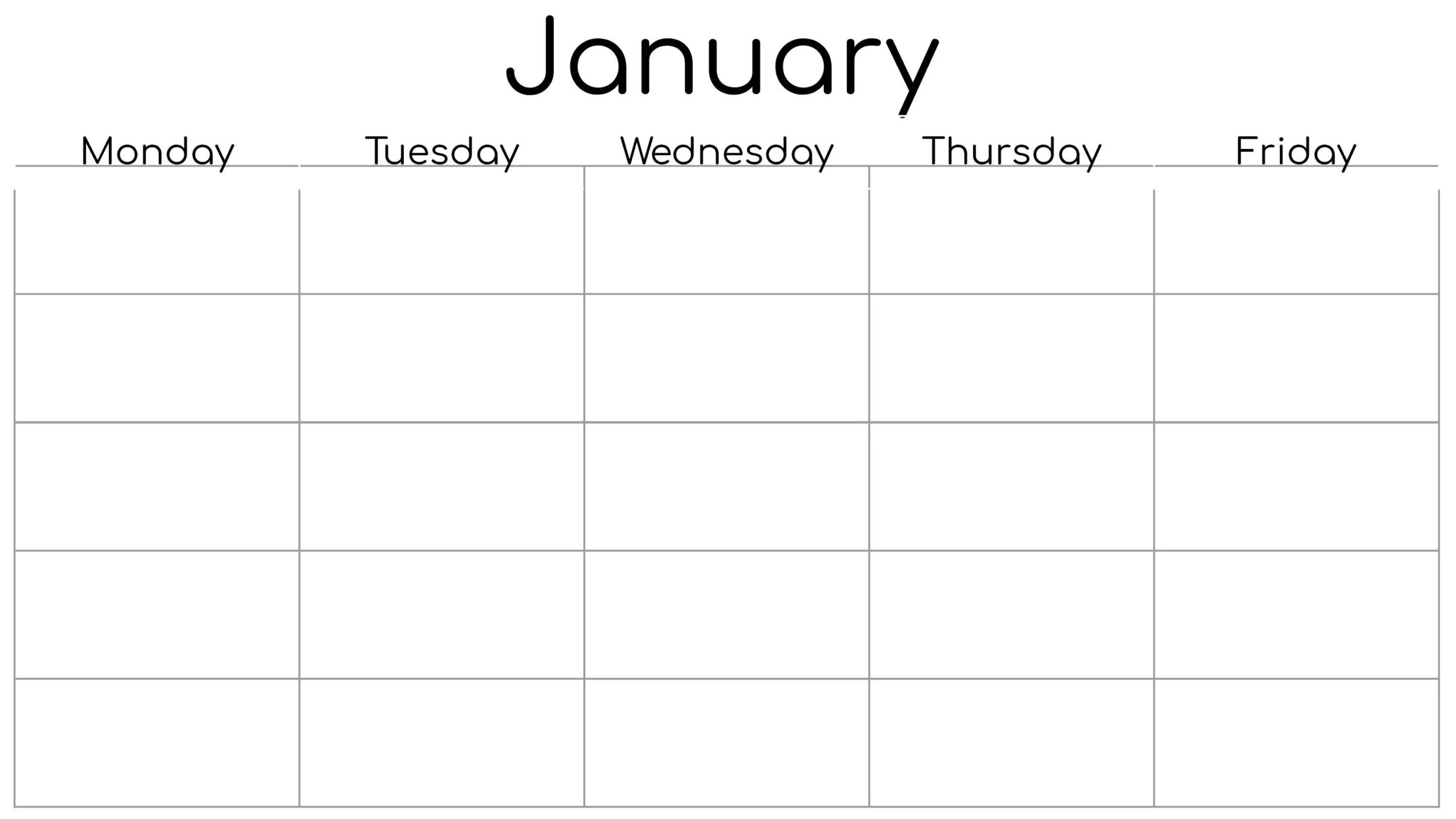 5 Day Printable Calendar
