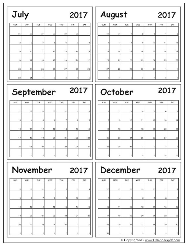 6 Month Printable Calendar Printable Templates