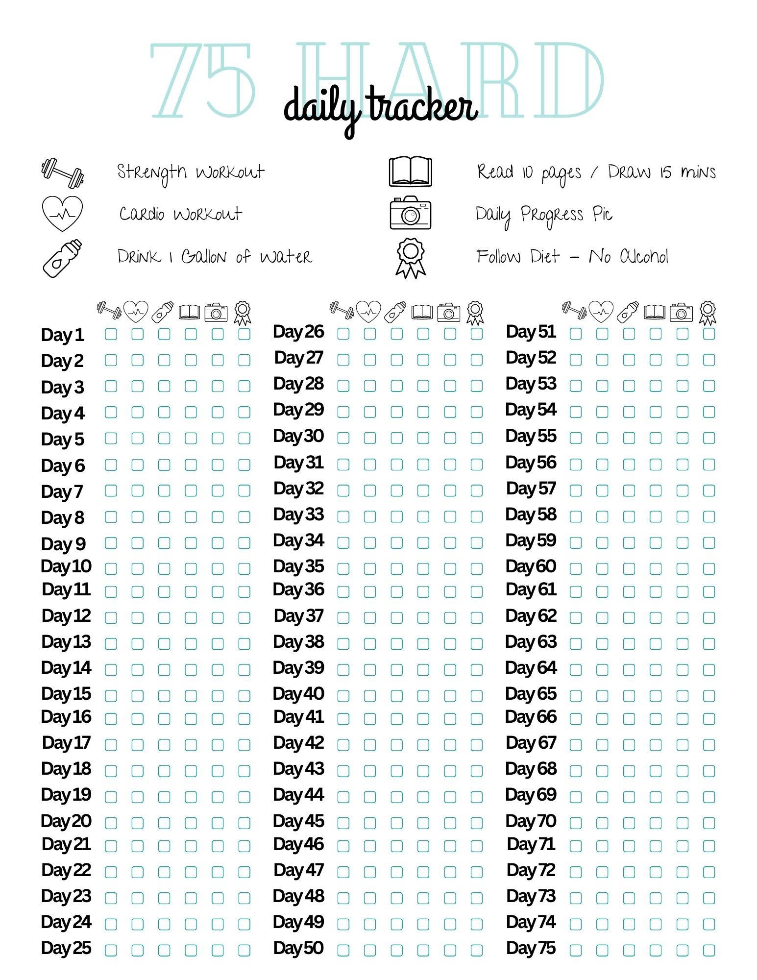 75 Hard Challenge Printable FREE Printables