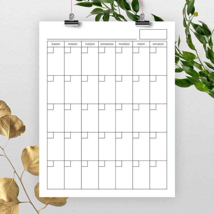 8 5x11 Inch Vertical Blank Calendar 8 5 X 11 Printable Calendar 8 5x11 Inch Vertical Blank Calendar 8 5 X 11 Printable Calendar