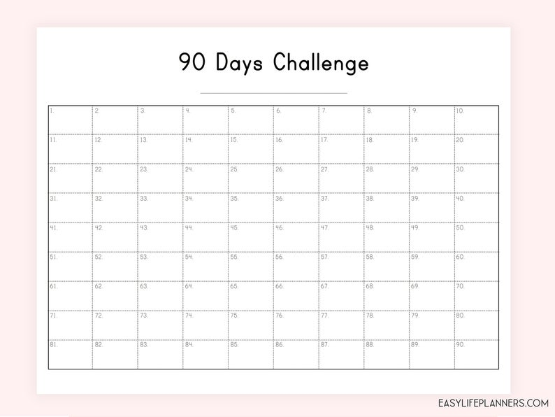 90 Day Printable Calendar