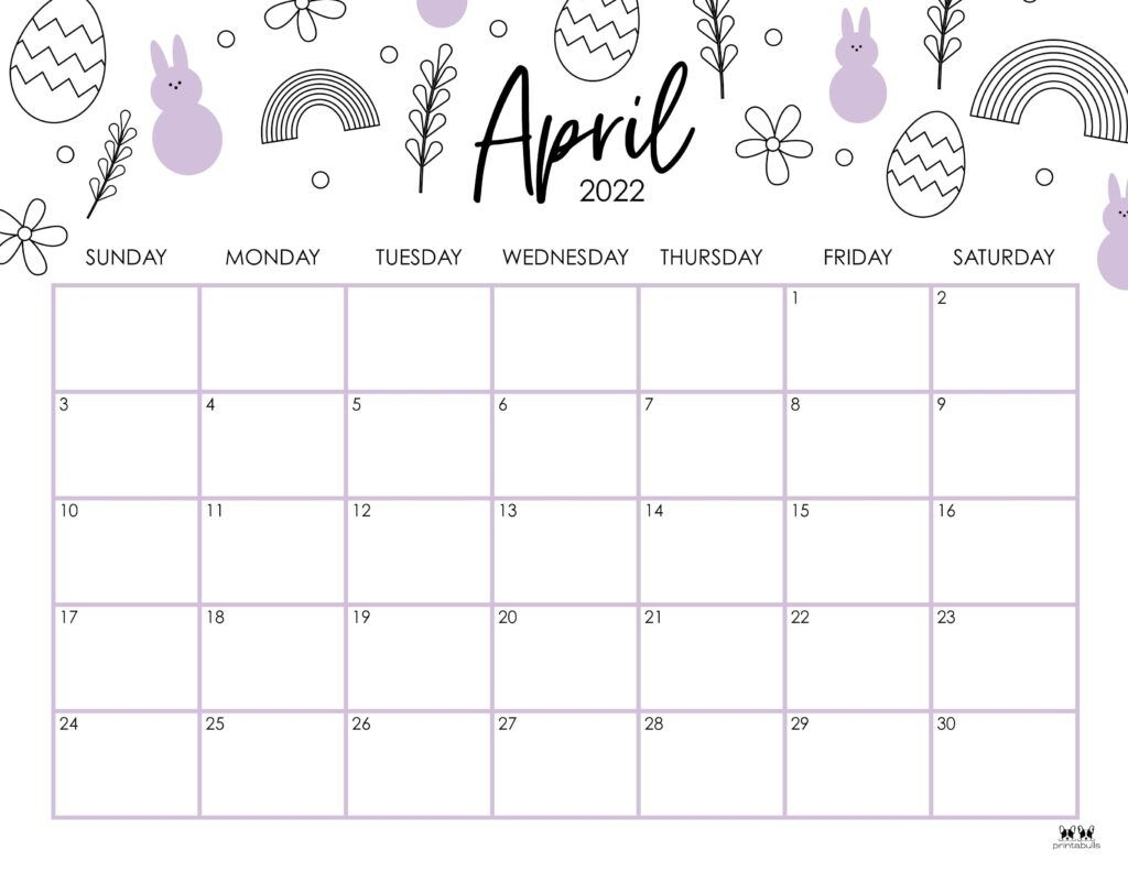 April 2022 Calendar Printable April 2022 Calendar Printable