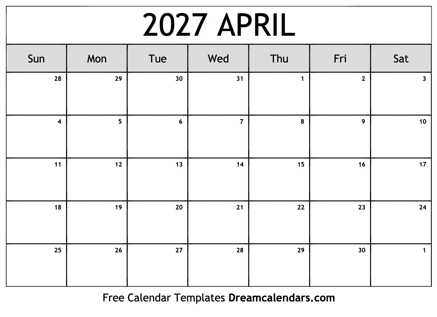 April 2027 Calendar Free Printable With Holidays And Observances April 2027 Calendar Free Printable With Holidays And Observances