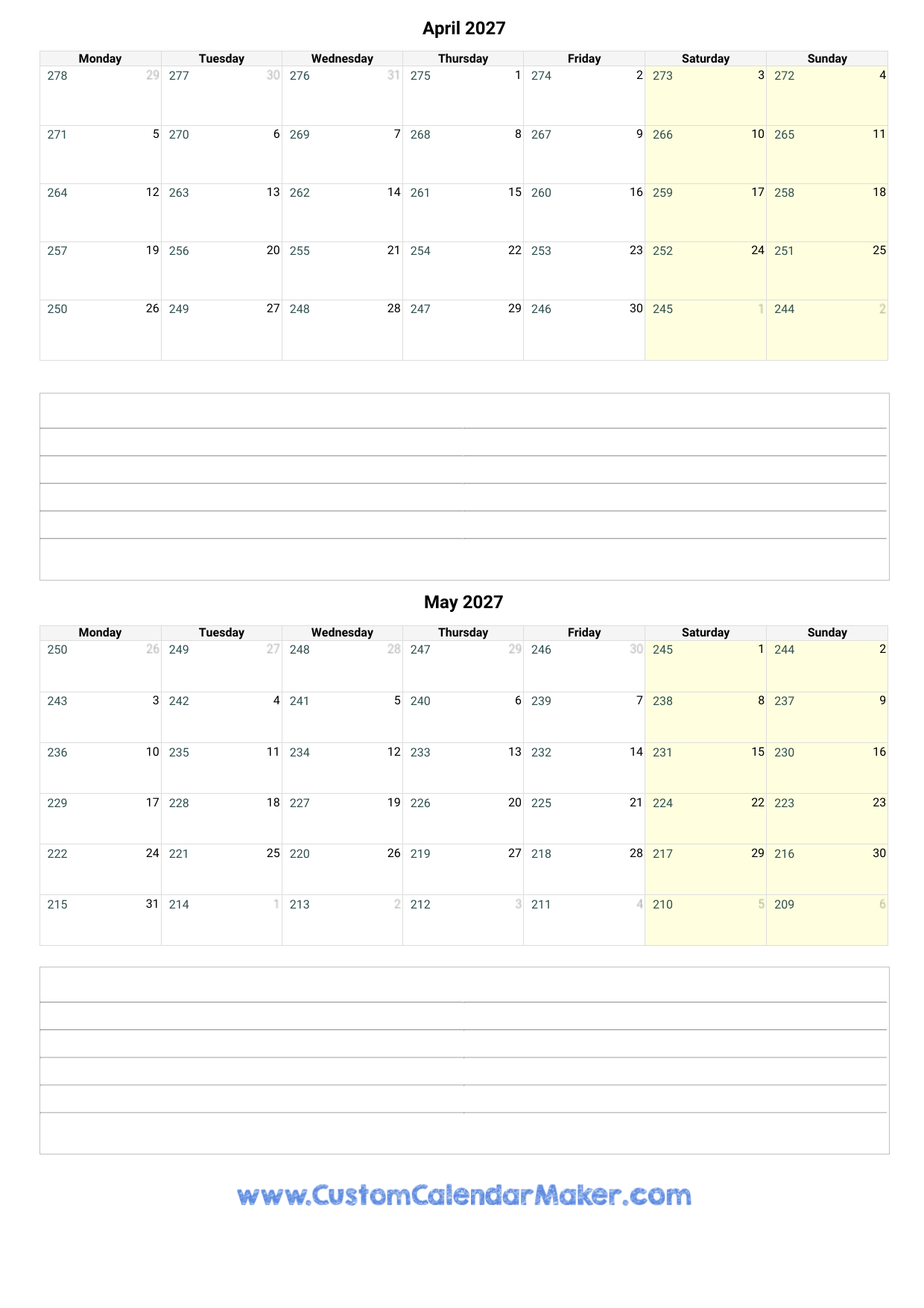 April And May 2027 Calendar April And May 2027 Calendar