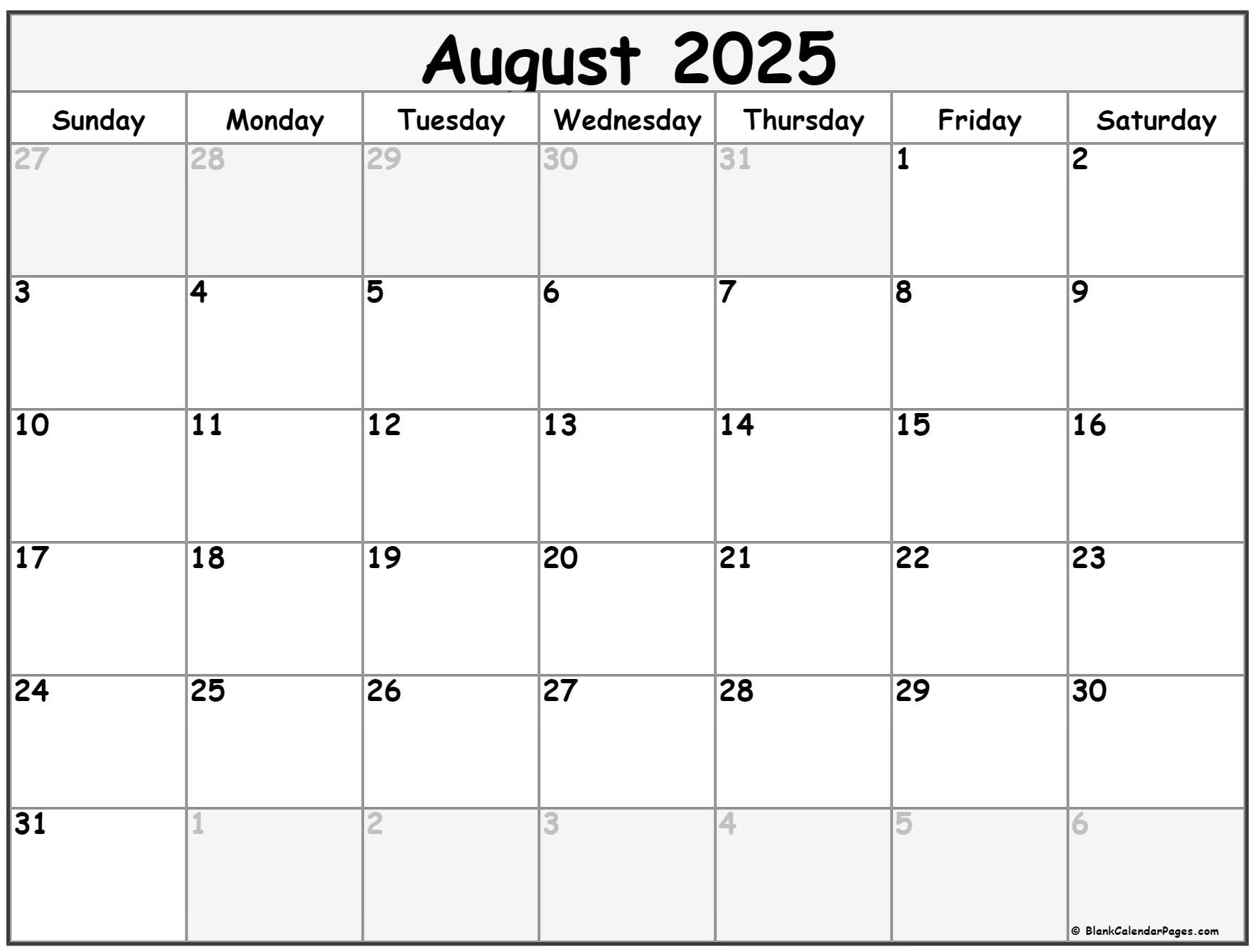August 2023 Calendar Free Printable Calendars