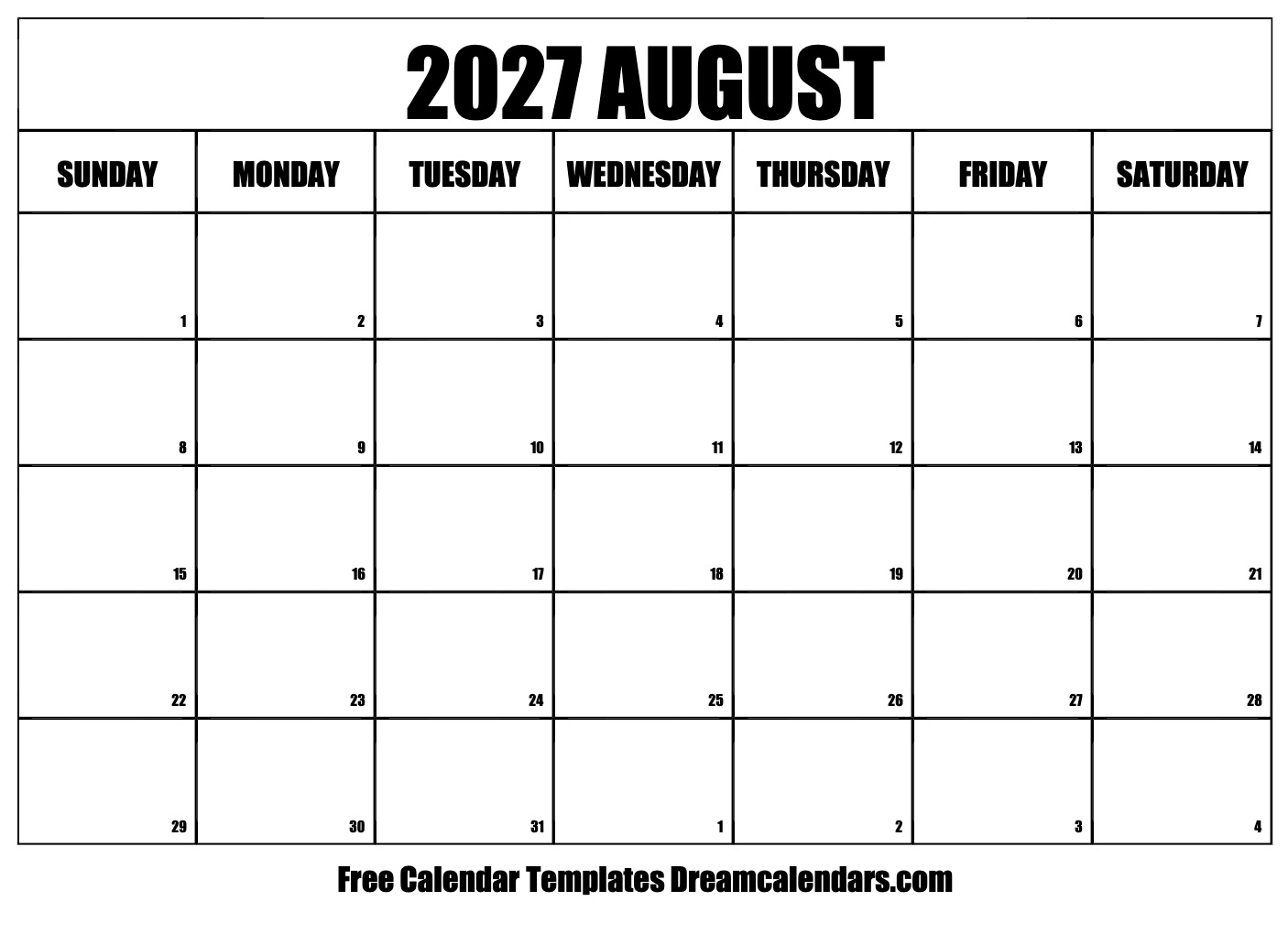 August 2027 Calendar Free Printable With Holidays And Observances August 2027 Calendar Free Printable With Holidays And Observances