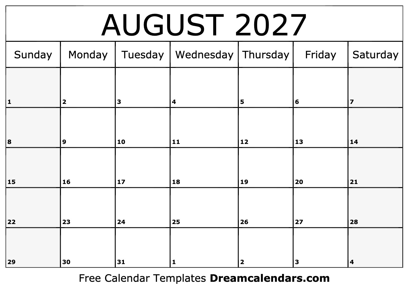 August 2027 Calendar Free Printable With Holidays And Observances August 2027 Calendar Free Printable With Holidays And Observances