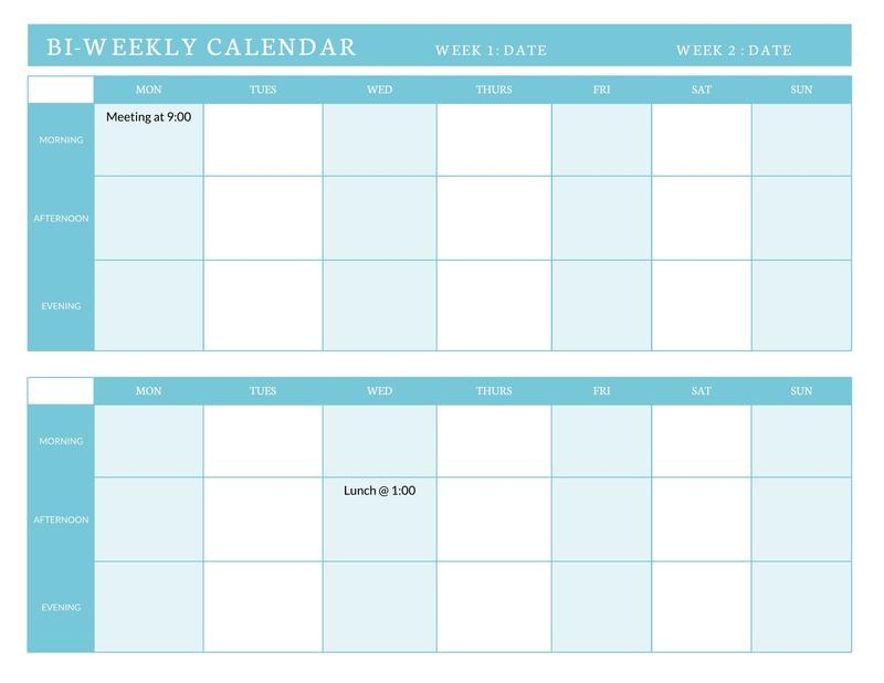 Bi Weekly Printable Calendar Bi Weekly Printable Calendar