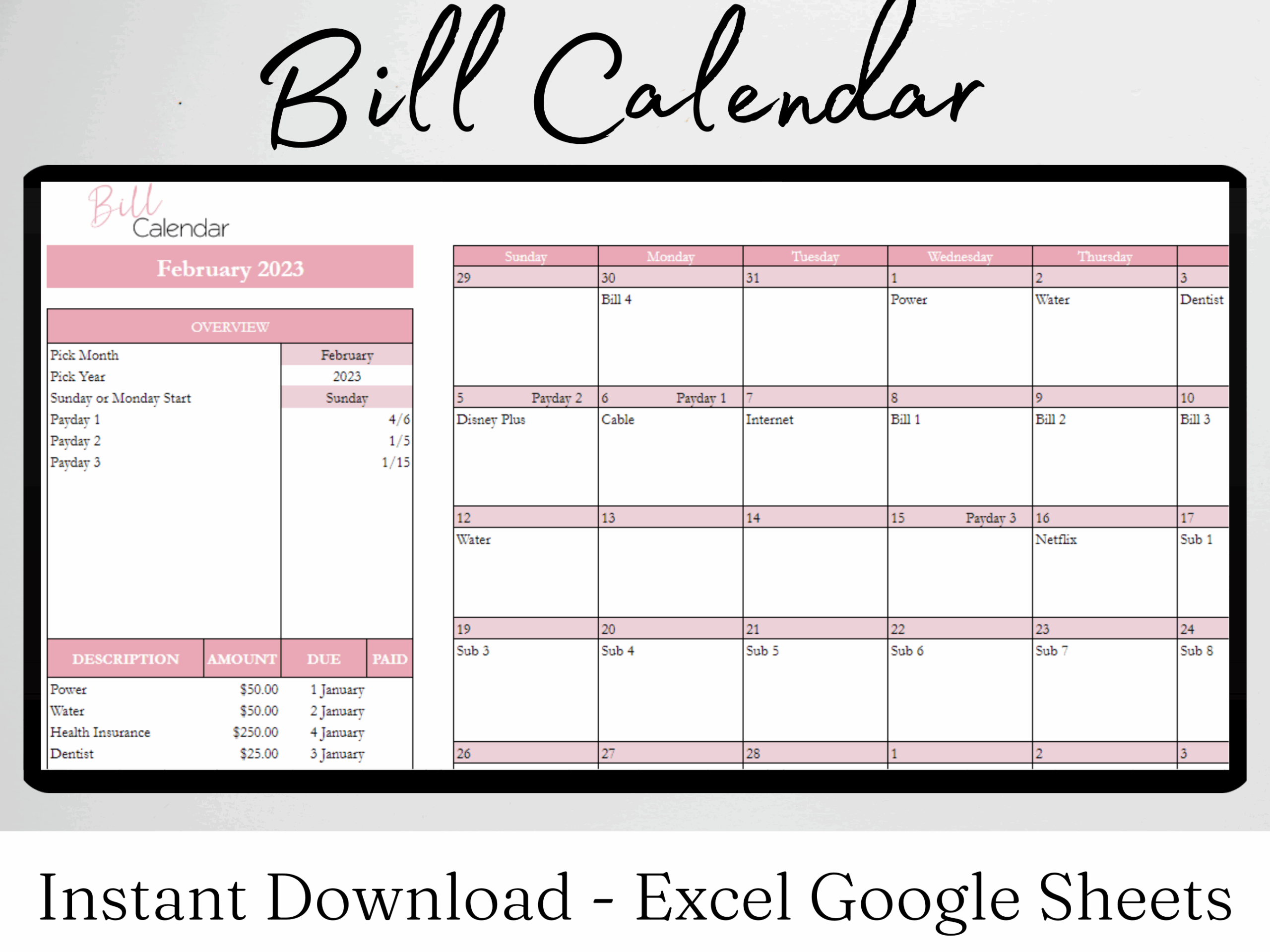 Bill Calendar Template Google Sheets Excel Spreadsheet Bill Calendar Bill Calendar Template Google Sheets Excel Spreadsheet Bill Calendar