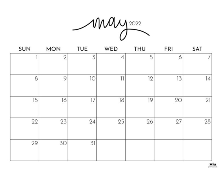 Blank May Calendar Free Printable 2025 Calendar Printable