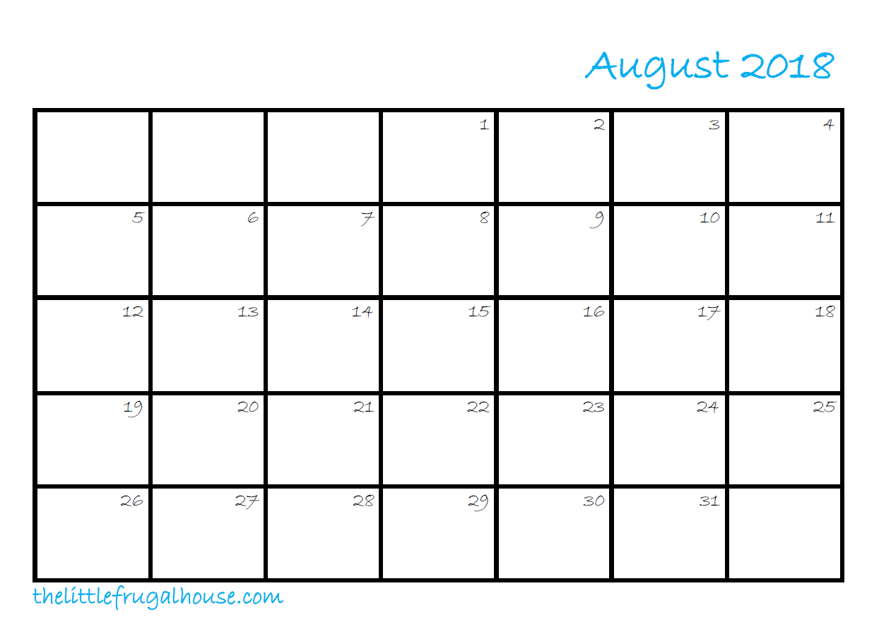 Blank Printable August Calendar Blank Printable August Calendar