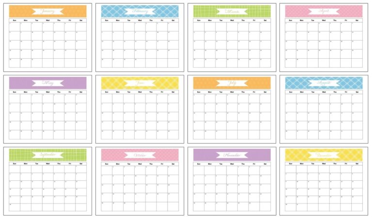 Blank Printable Calendar With Large Spaces For Writing Free Printable