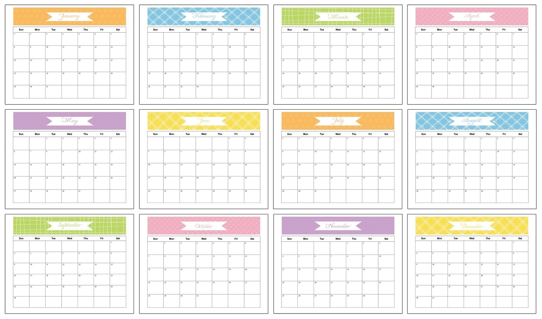 Blank Printable Calendar With Large Spaces For Writing Free Printable