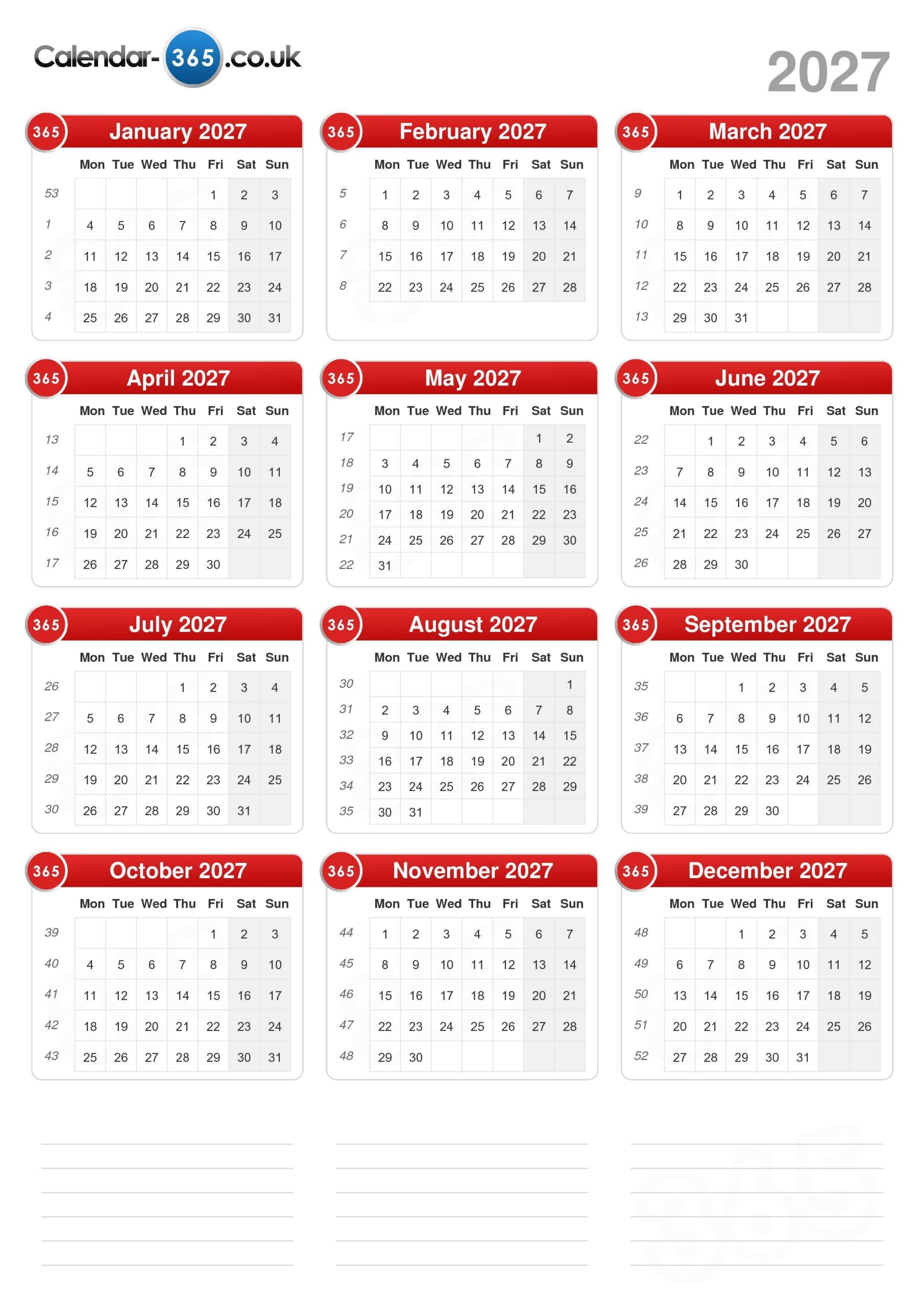 Calendar 2027 Calendar 2027