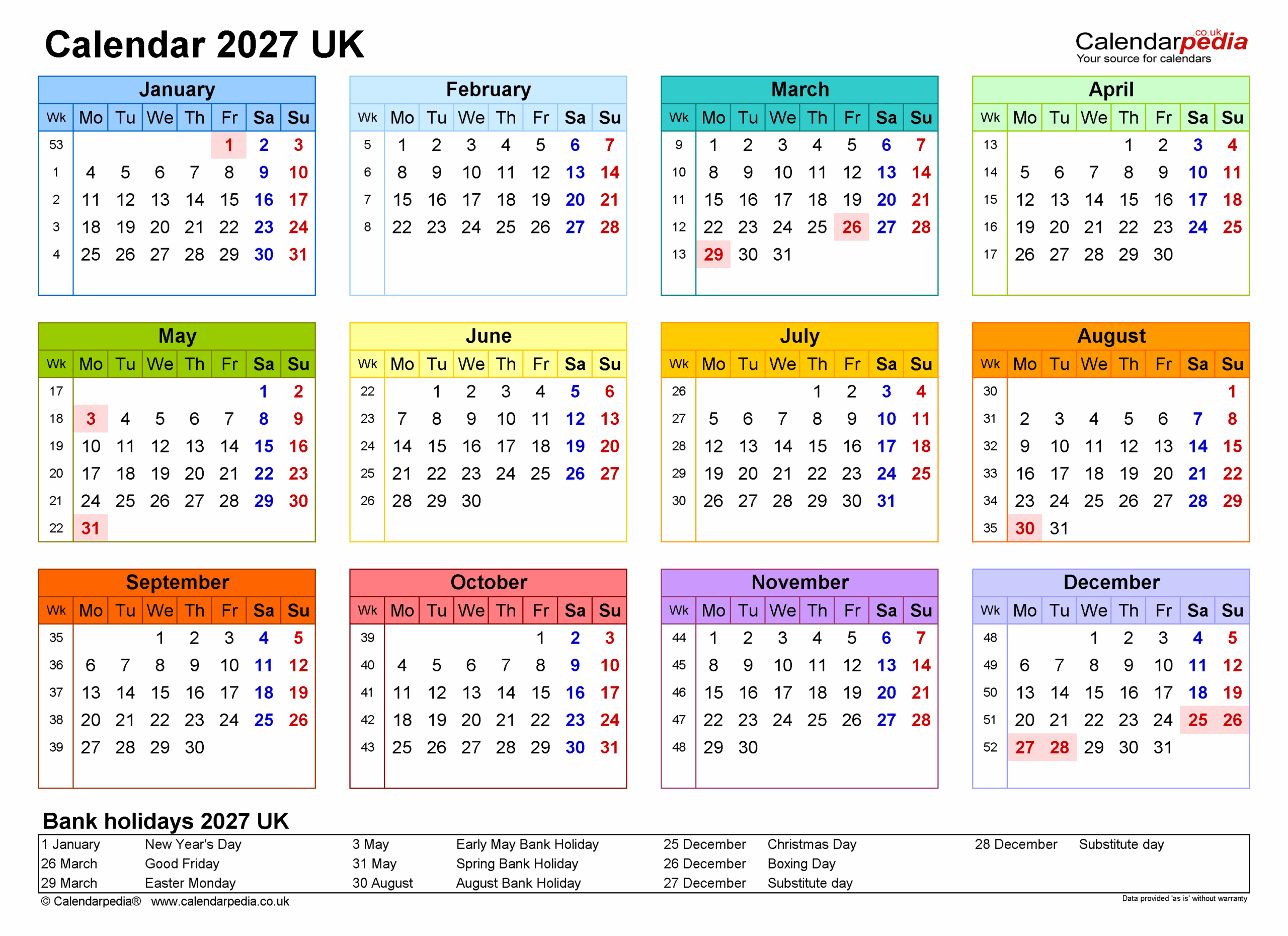 Calendar 2027 UK Free Printable PDF Templates Calendar 2027 UK Free Printable PDF Templates