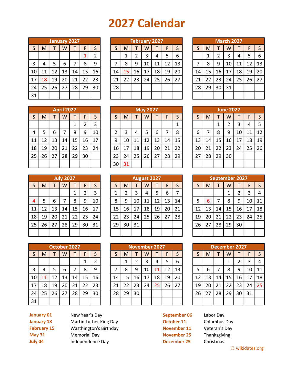 Calendar 2027 Vertical WikiDates Calendar 2027 Vertical WikiDates