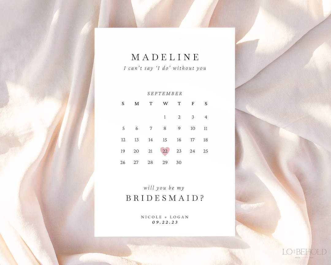 Calendar Bridesmaid Proposal Template Will You Be My Bridesmaid Card Calendar Bridesmaid Proposal Template Will You Be My Bridesmaid Card