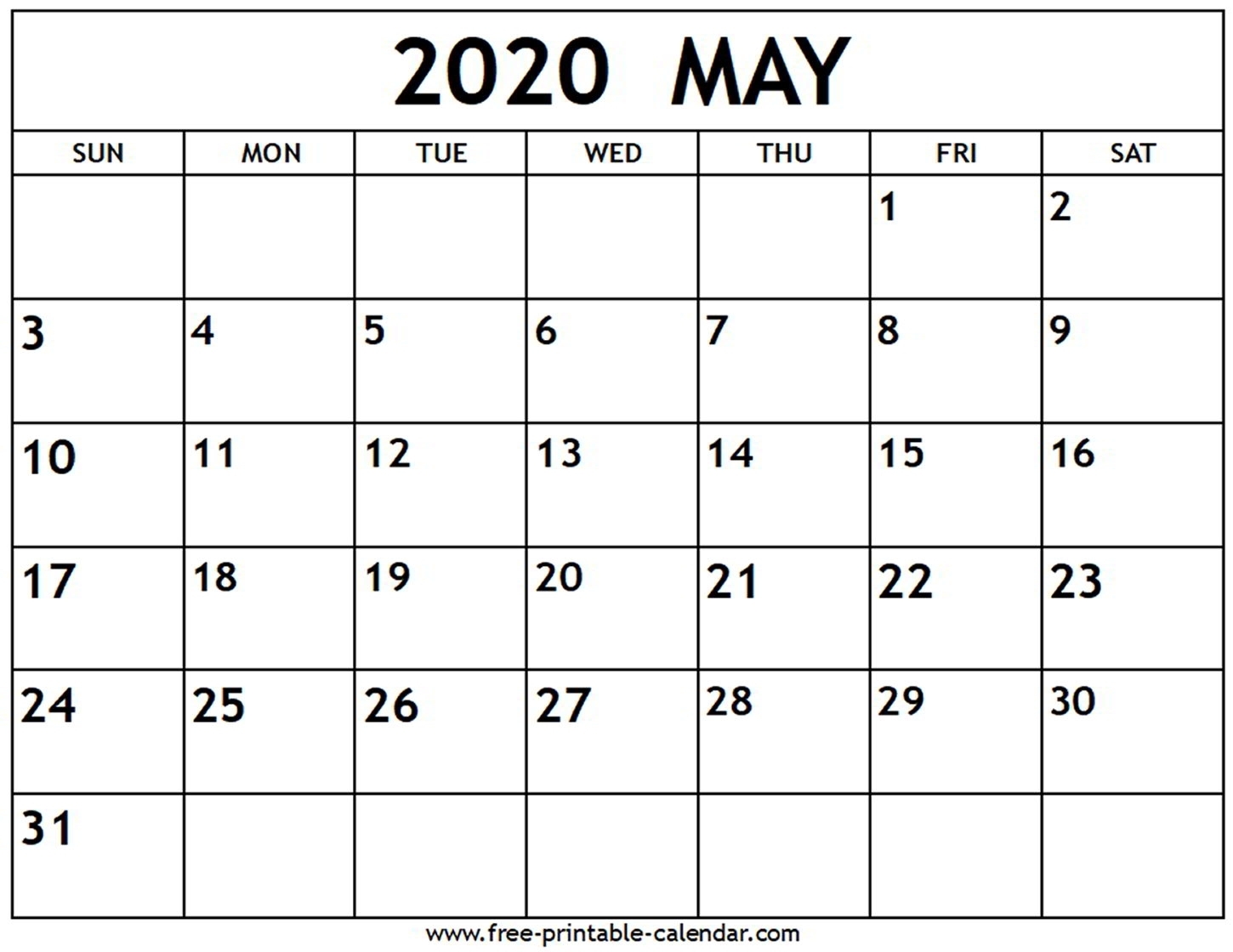 Calendar May Printable