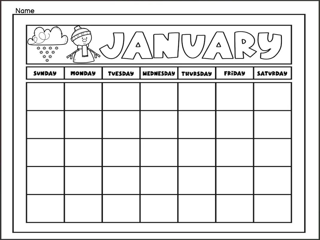 Calendar Printables For Kindergarten