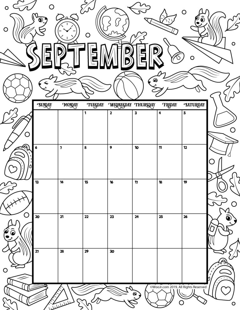 Color Calendar Printable Color Calendar Printable