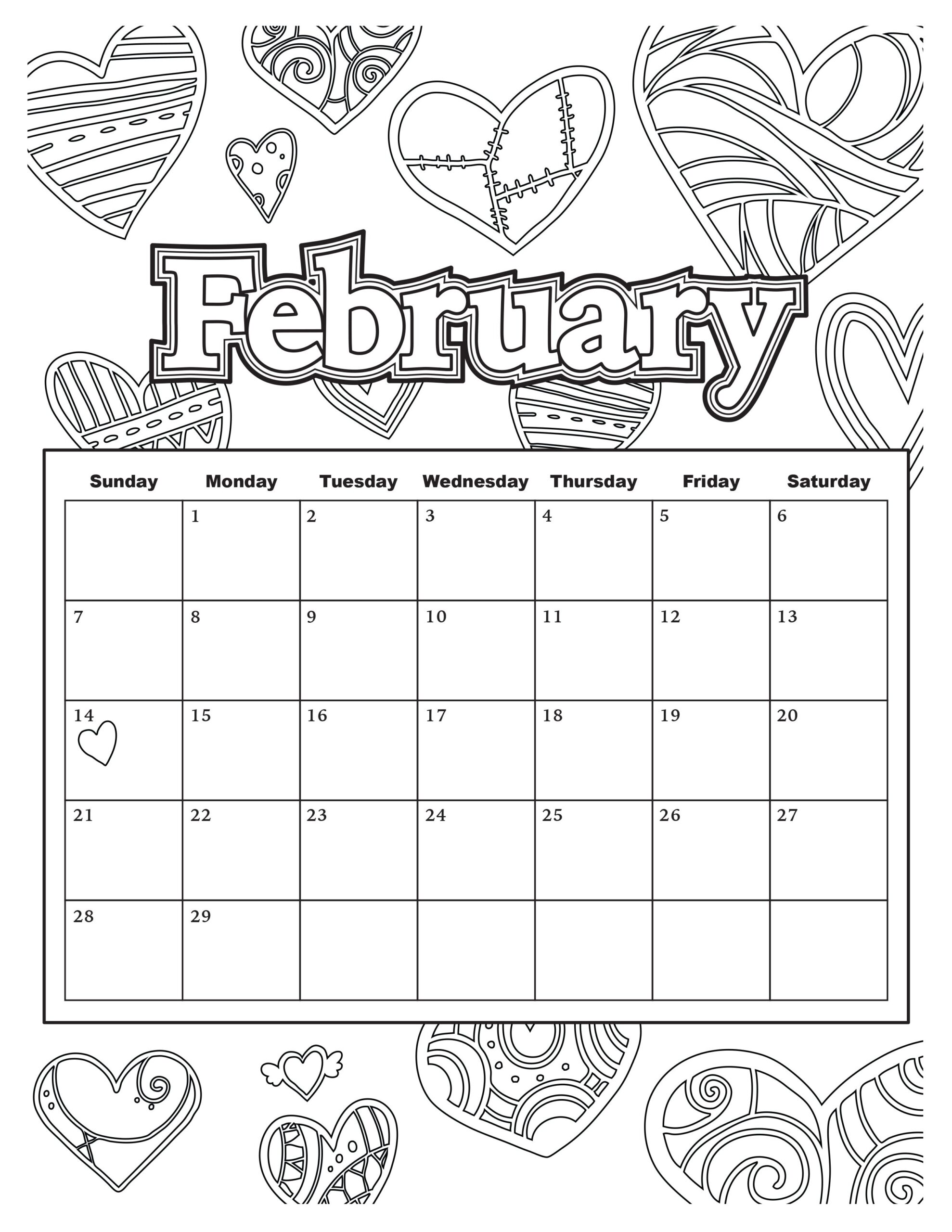 Coloring Calendar Printable