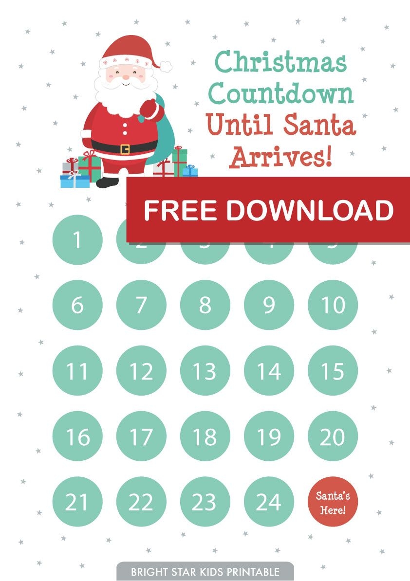 Countdown Calendar For Christmas Printable Countdown Calendar For Christmas Printable