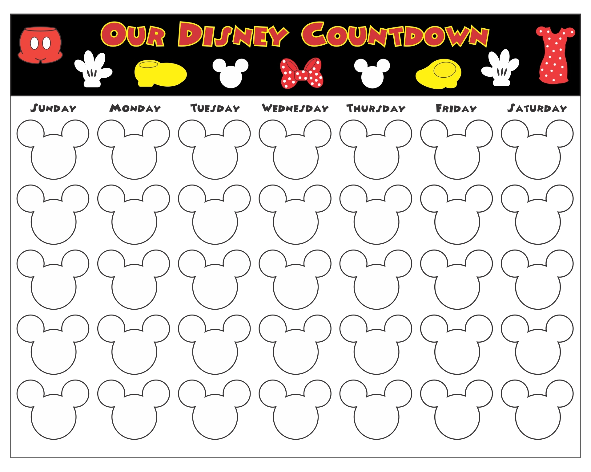 Countdown To Disney Calendar Printable Countdown To Disney Calendar Printable