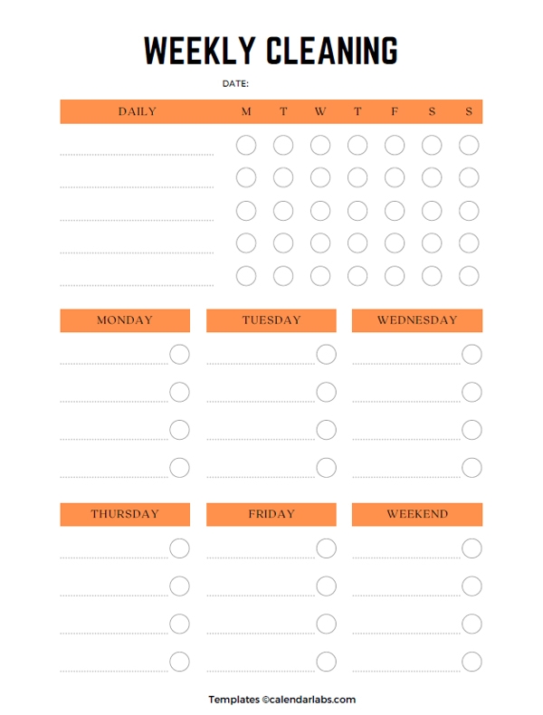 Customizable Free Editable Cleaning ScheduleTemplate Free Printable 