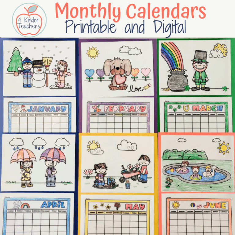 Cute Kindergarten Calendar Printables And Toppers Worksheets Library