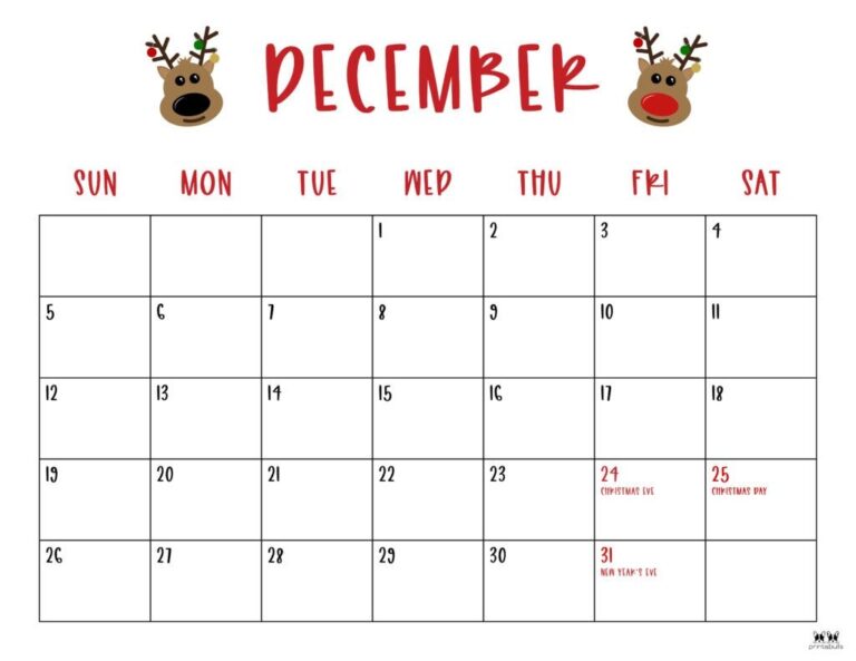 December 2021 Calendars 15 FREE Printables Printabulls December 