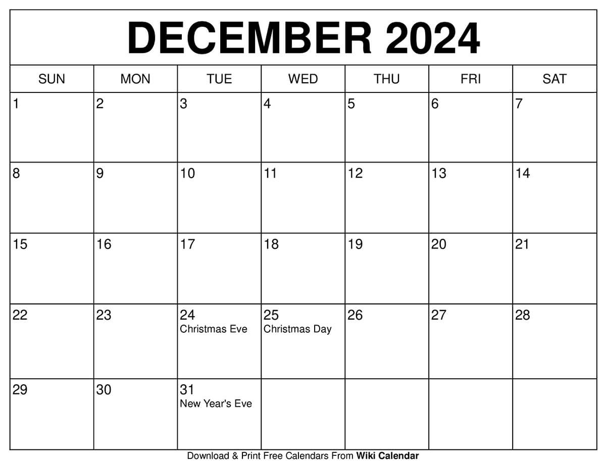 December 2024 Calendar Printable 8 5 X 11 Printable Calendar December 2024 Calendar Printable 8 5 X 11 Printable Calendar