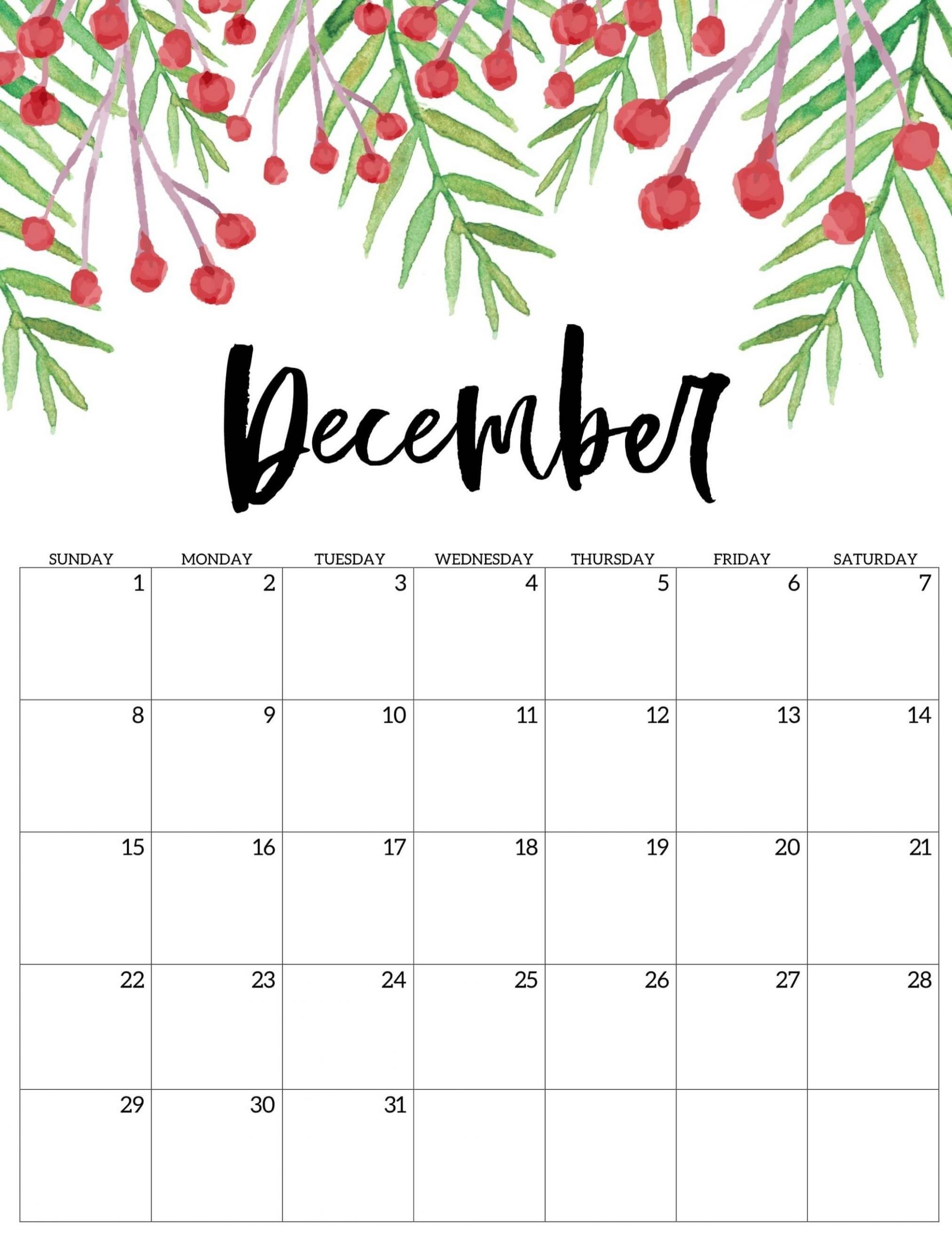 December Blank Printable Calendar Printable Monthly Calendar December Blank Printable Calendar Printable Monthly Calendar