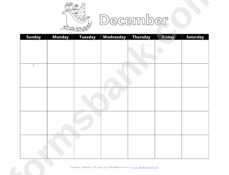 December Weekly Calendar Template Printable Pdf Download