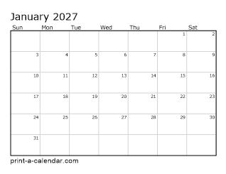 Download 2027 Printable Calendars