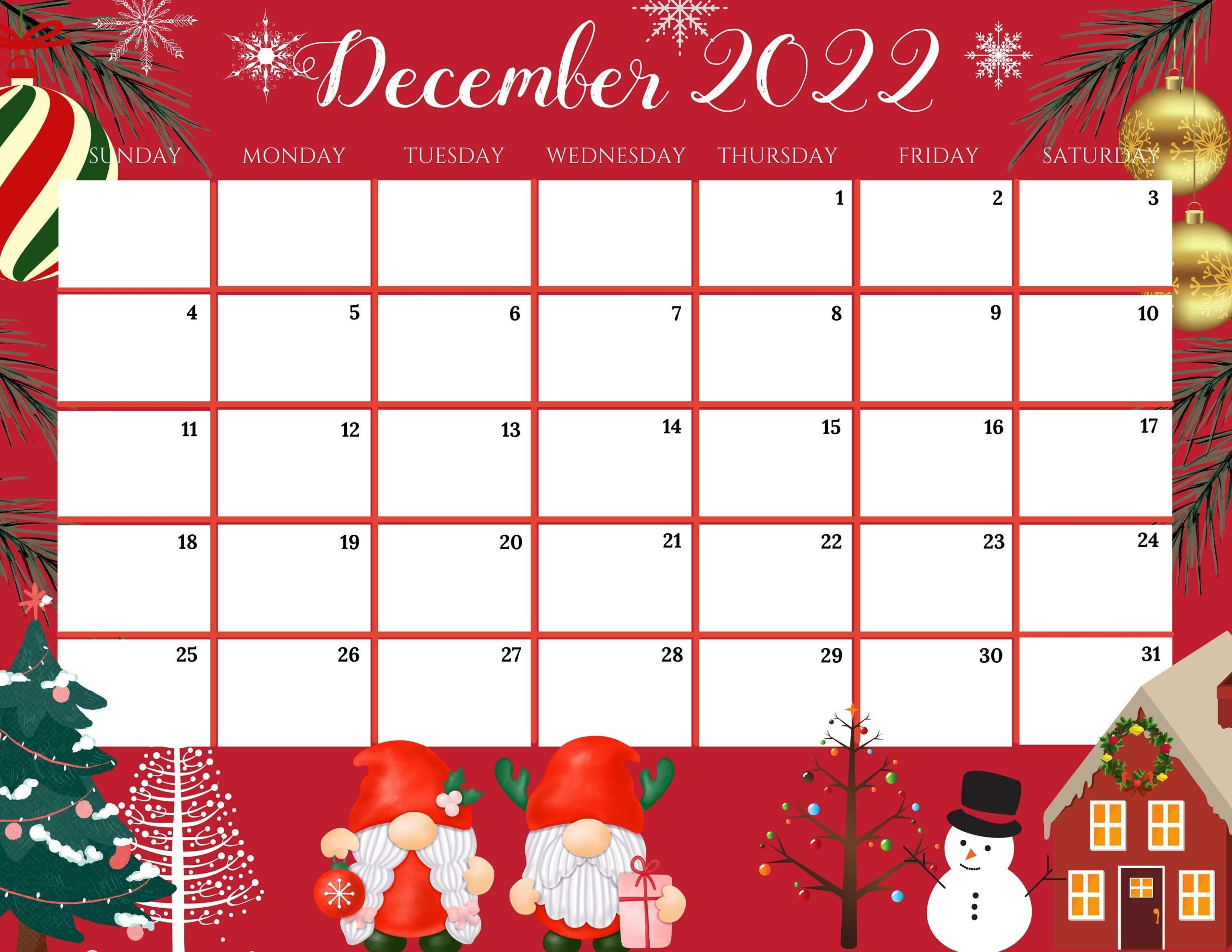 EDITABLE December 2022 Calendar Cute Colorful Christmas With Etsy EDITABLE December 2022 Calendar Cute Colorful Christmas With Etsy