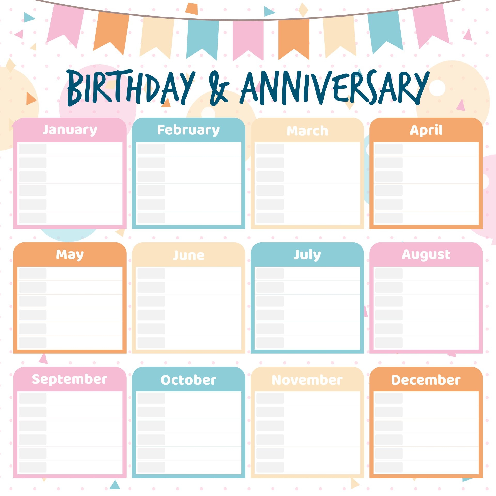 Family Birthday Calendar Free 10 Free PDF Printables Printablee